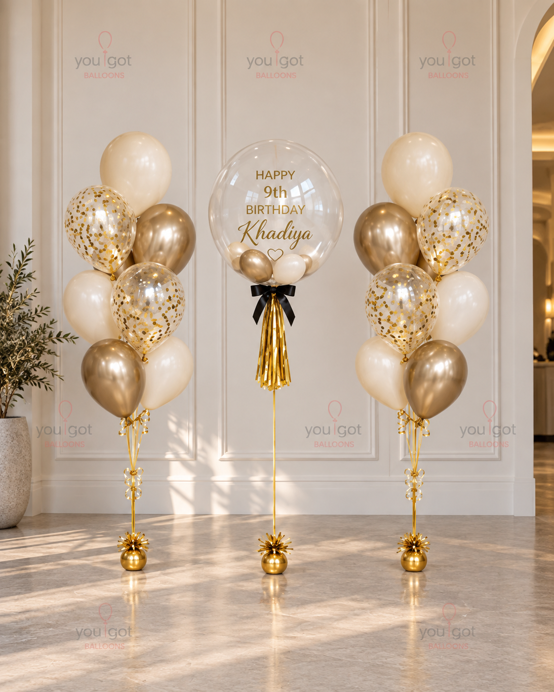 Gold & Sand White Birthday Balloon Set