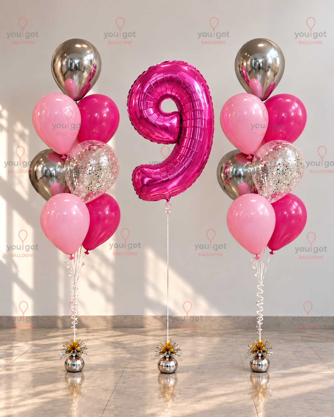 Fuchsia Balloon Bouquet with Number