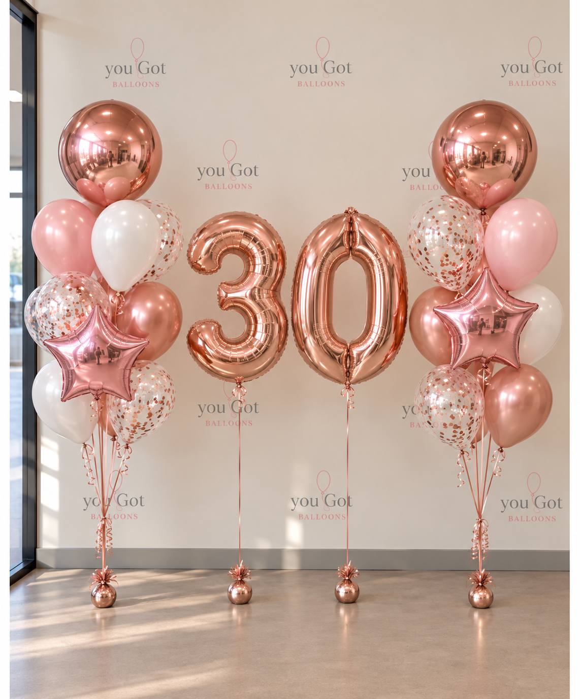 Rose Gold 30th Milestone Birthday Balloon Set