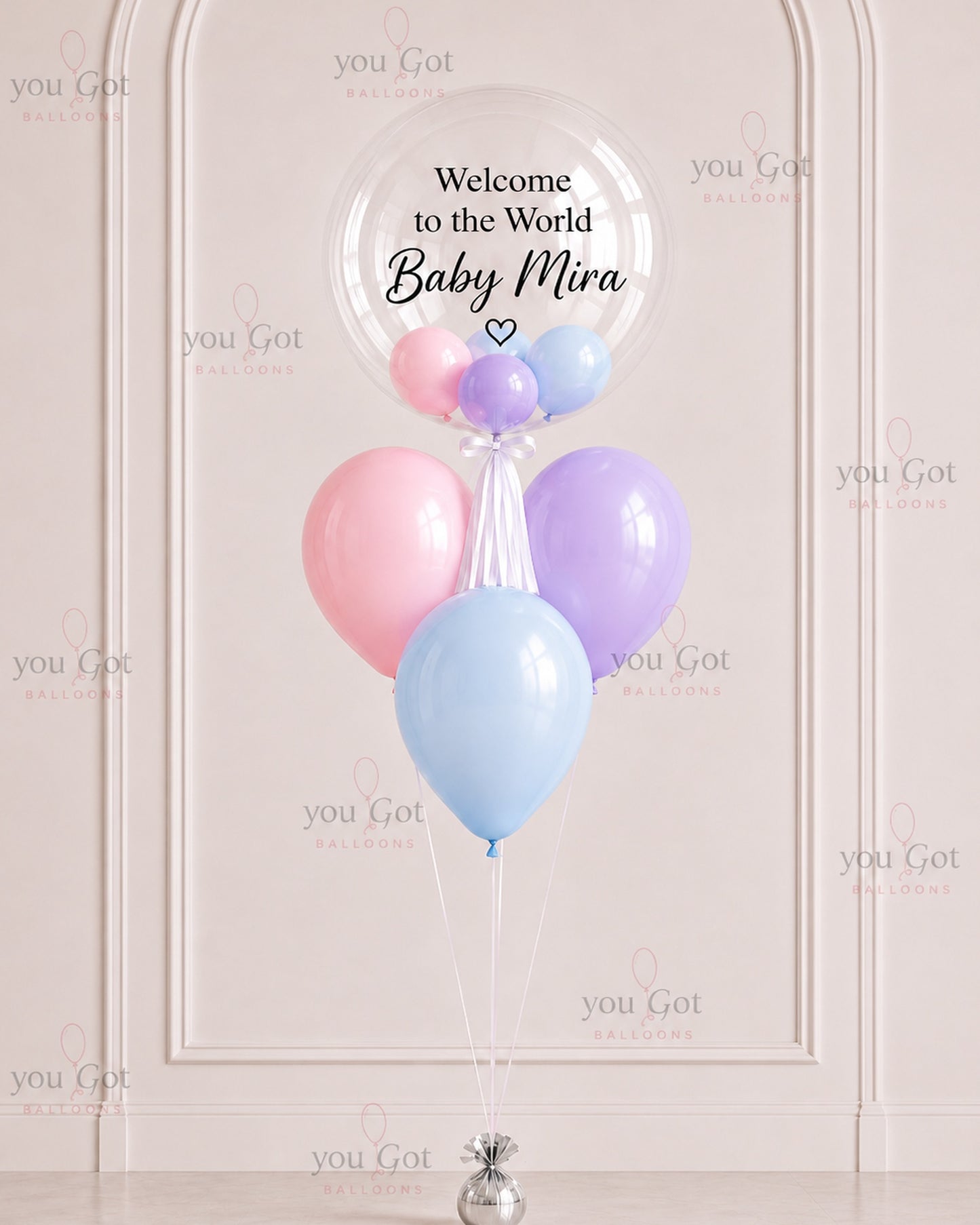 Welcome Baby Girl Customized Balloon Bouquet Dubai