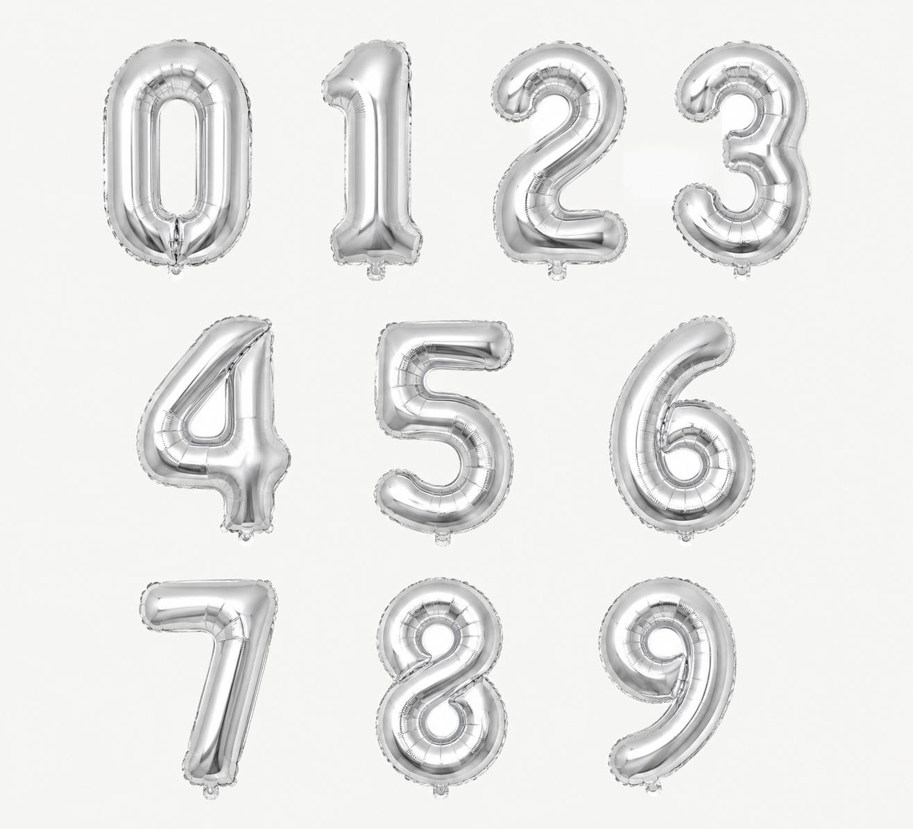 Silver Color 40'' Helium Number Balloons