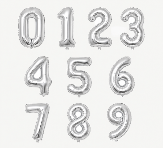 Silver Color 40'' Helium Number Balloons