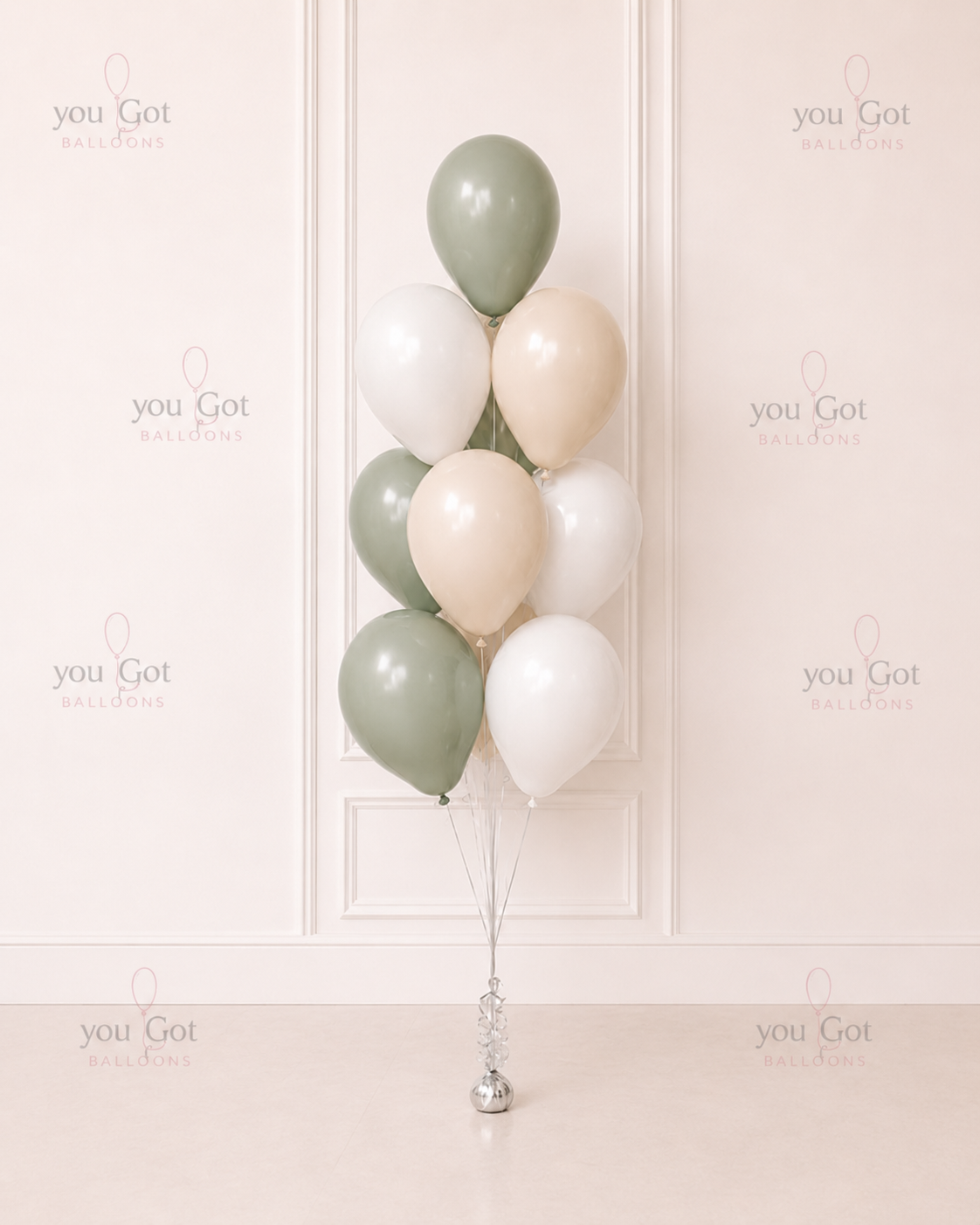 Sage Green and Nude Balloon Bouquet in Dubai