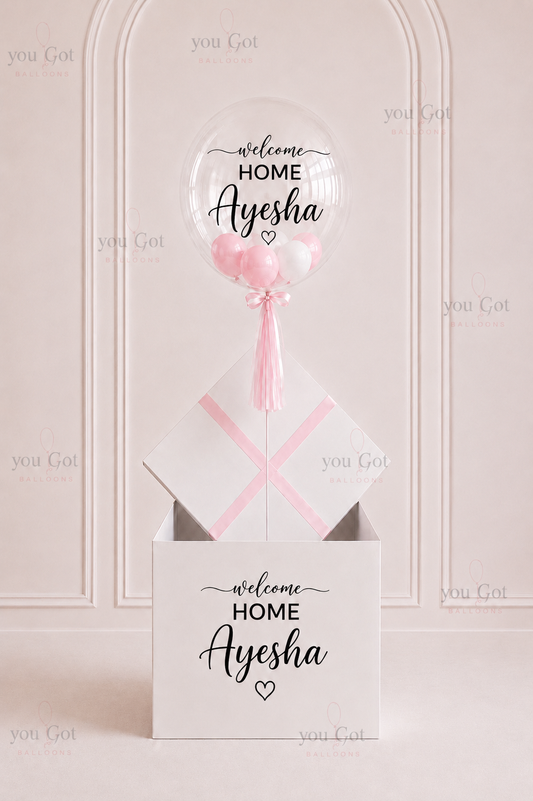 Customized Welcome Home Bubble in a Gift Box
