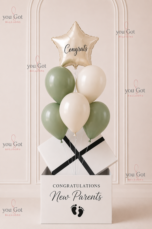Congratulations balloons  in a gift box