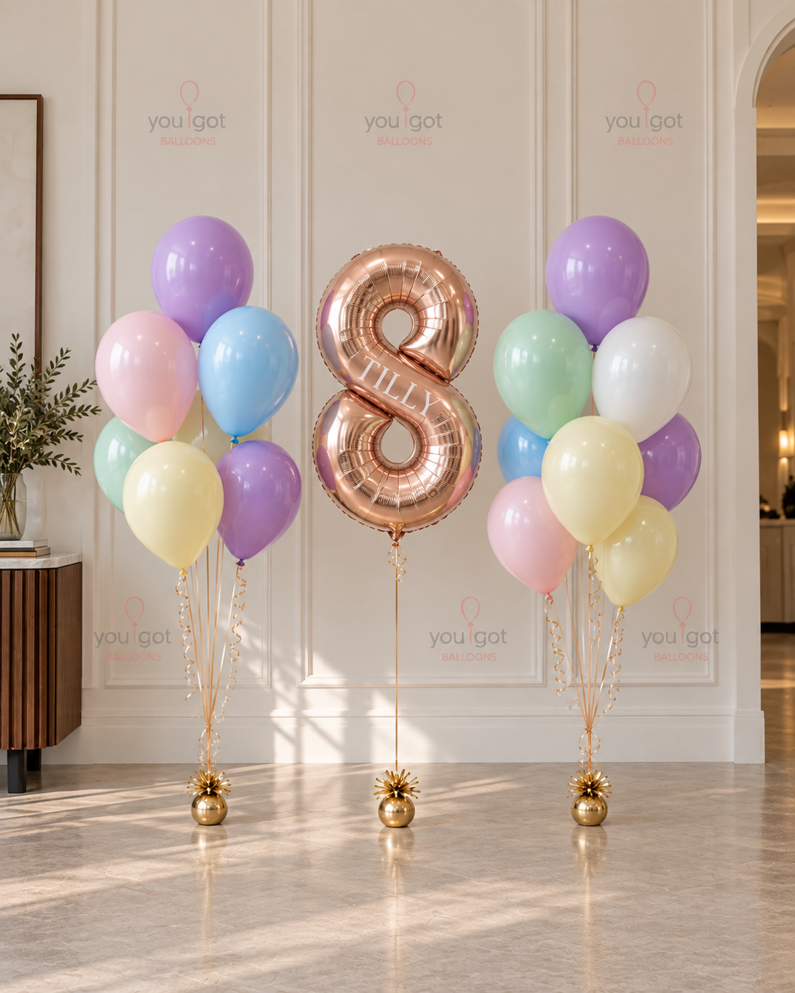 Pastel Balloon Bouquet with Number