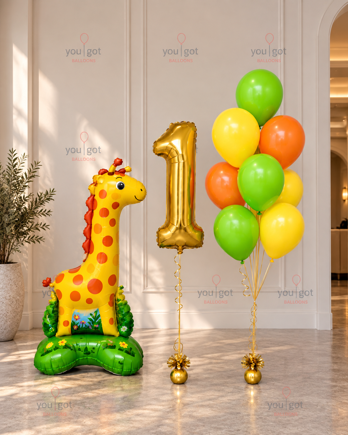 Giraffe First Birthday Balloon Set