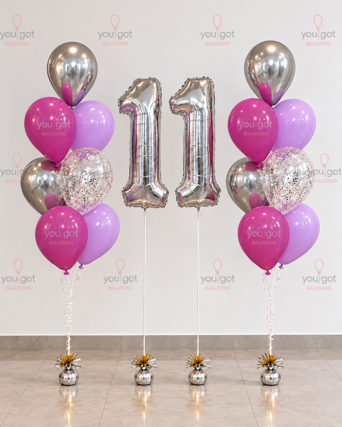 Purple Orchid Balloon Bouquet with Numbers