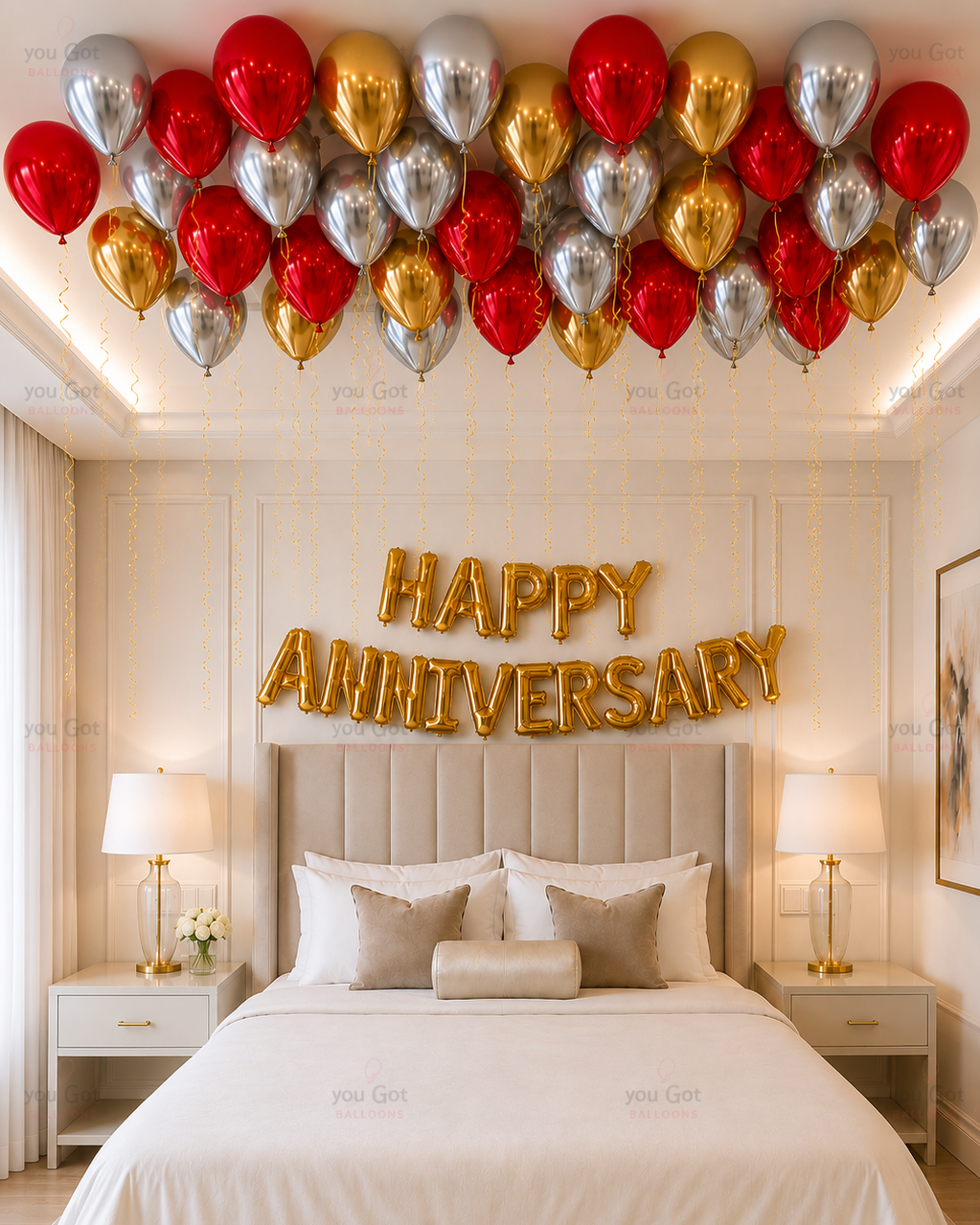 Happy Anniversary Setup Red and Gold