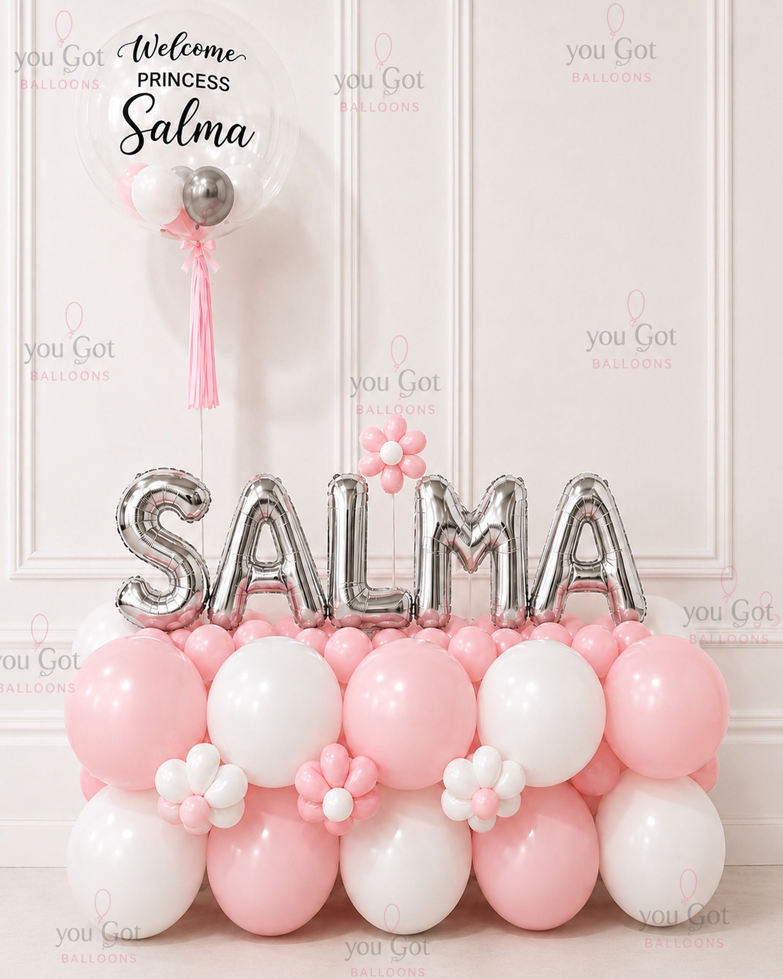 Pink and White Welcome Baby Arrangement Dubai
